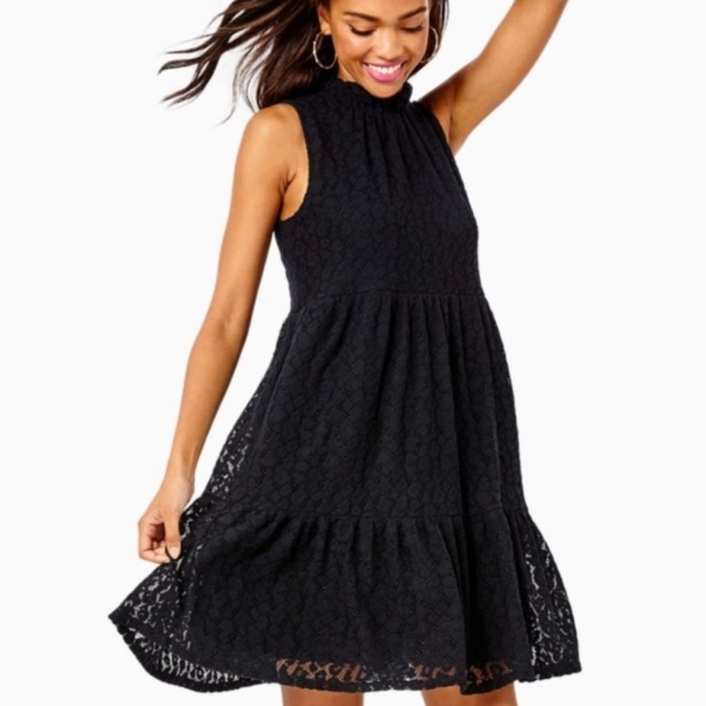 Lilly Pulitzer Cornelia Dress in Black Onyx Leopard Women's Medium